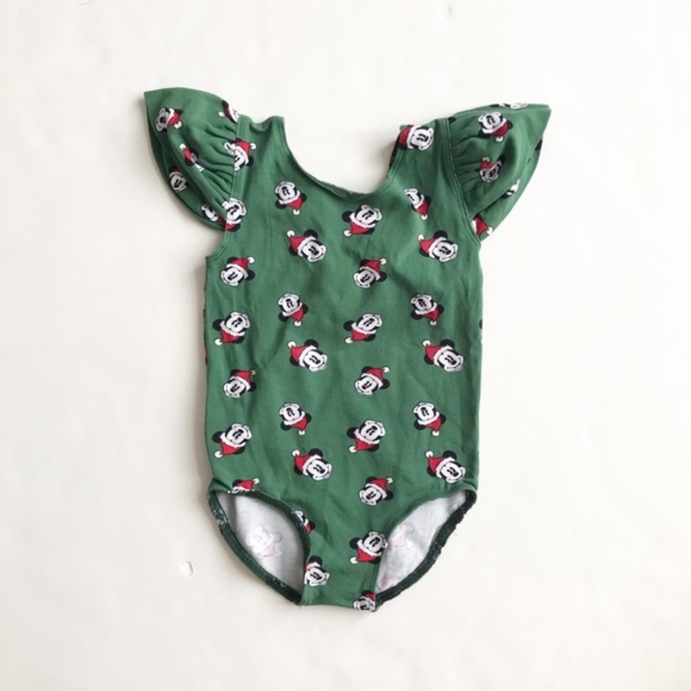 Belle Threads green Mickey Mouse leotard EUC 3T
